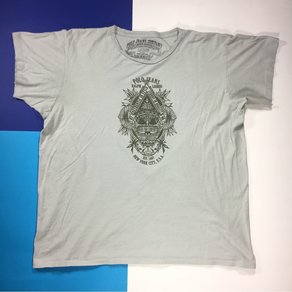 Polo Jeans Ralph Lauren Vintage Light Grey Lightweight T Shirt Large